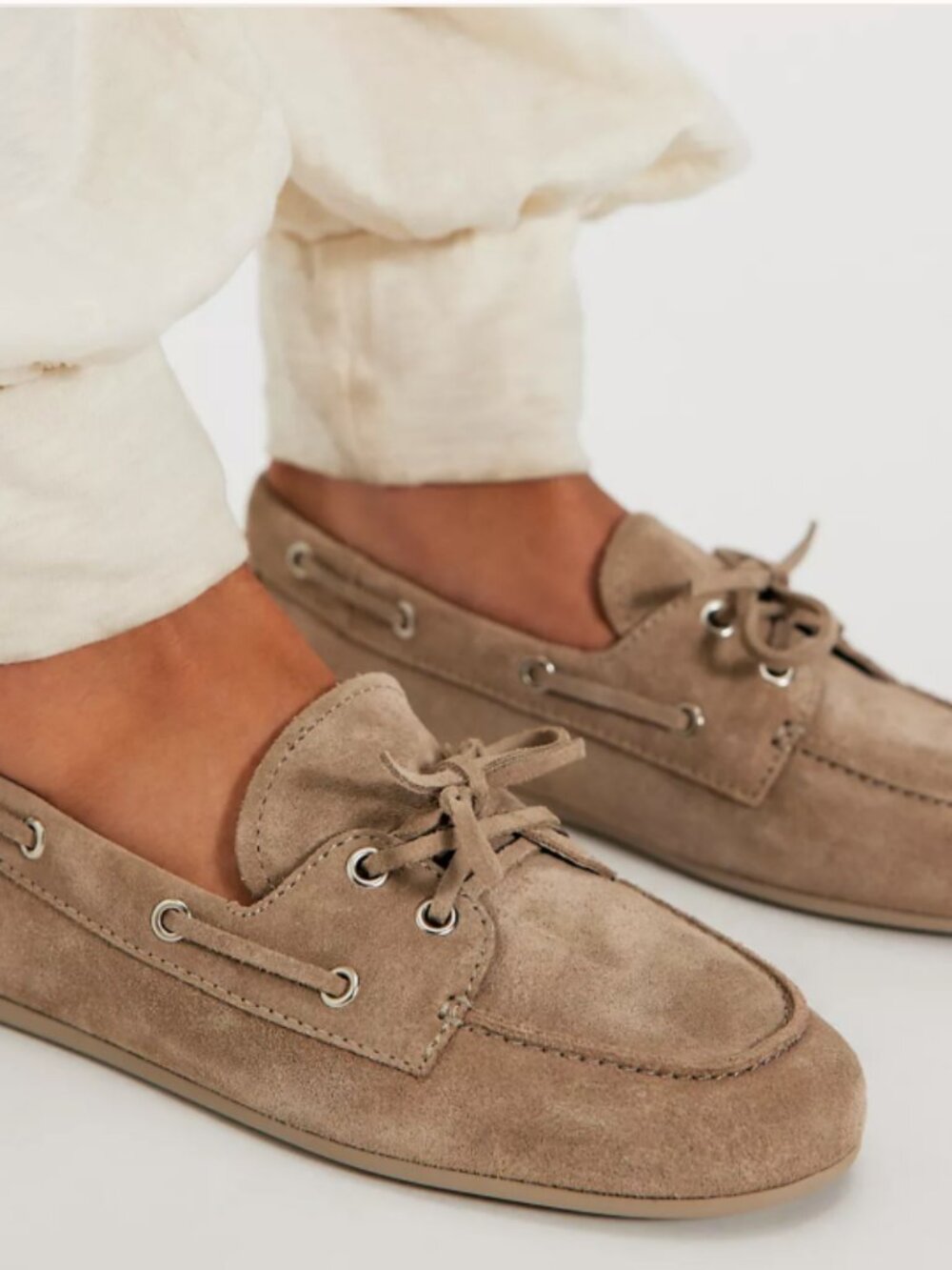Size 10 - JEFFREY CAMPBELL Women's Taupe Suede Yachting Day Boat Shoes - Picture 2 of 12
